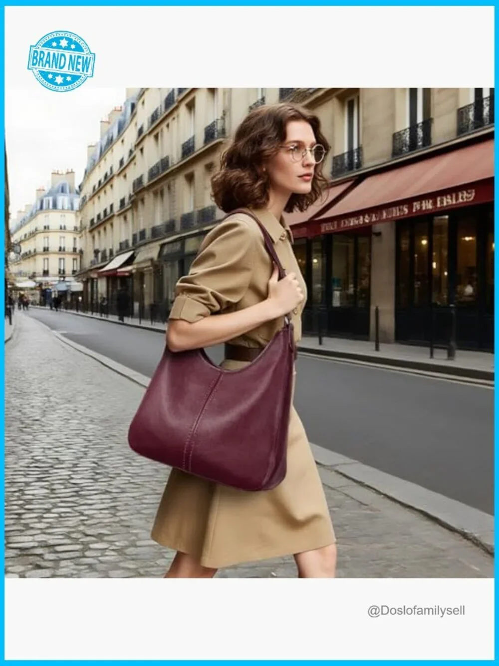 Genuine Leather Hobo Bag Adjustable Strap Shoulder Purse Women Slouchy Crossbody